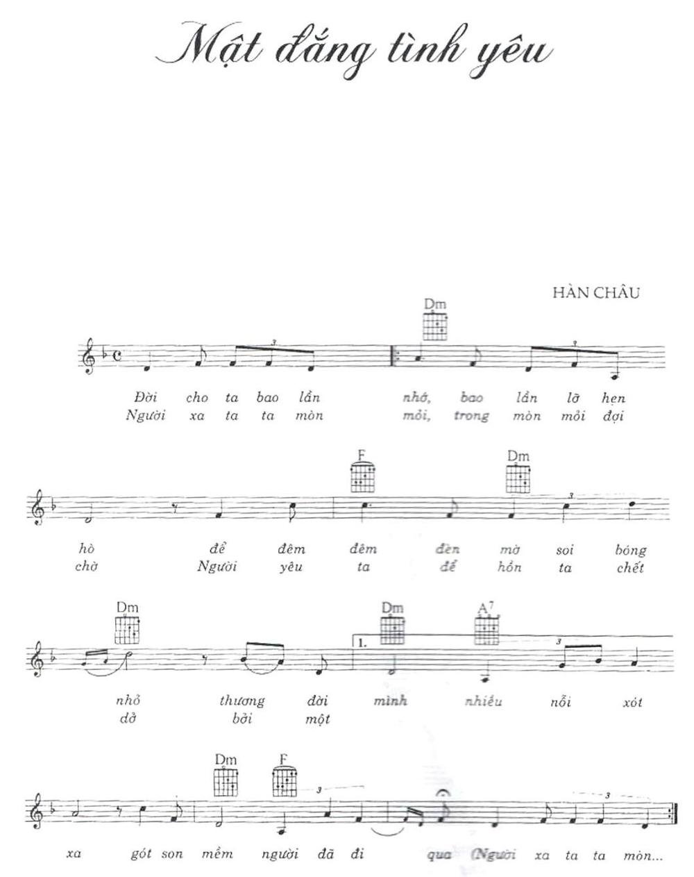 Sheet nhạc Mật Đắng Tình Yêu